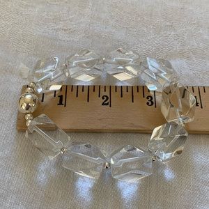 Chunky Clear Bead Bracelet— Silver Stamped- Magnetic Closure- Made In Italy